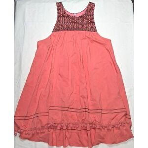 Coral‎ Dress Sleeveless Pom Pom Trimmed Casual Summer Beach Size L